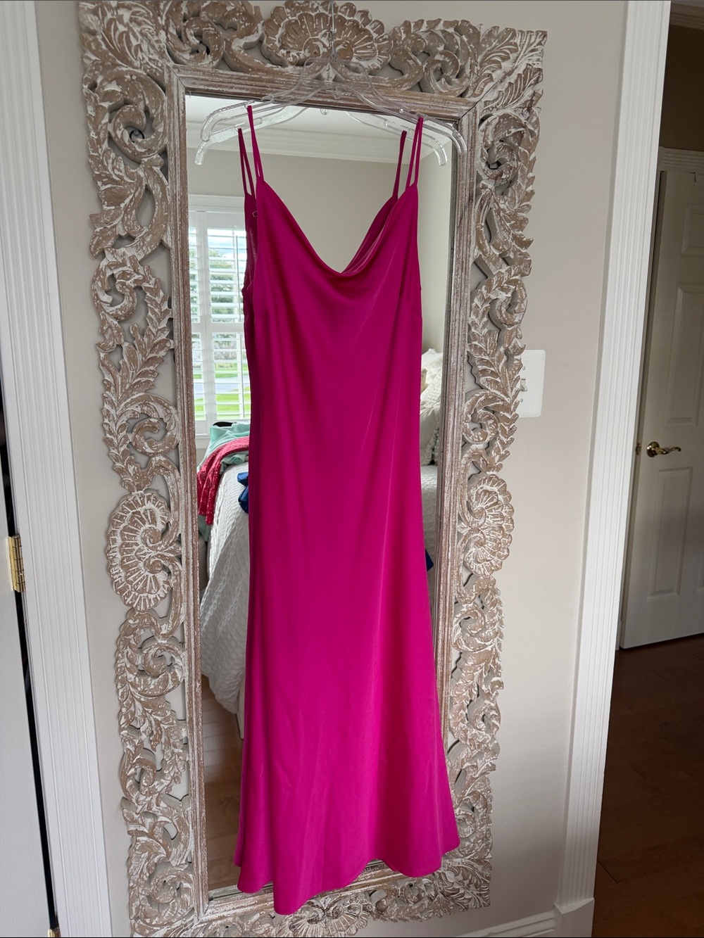 Ann Taylor Fuchsia Slip Maxi Dress with Spaghetti Straps